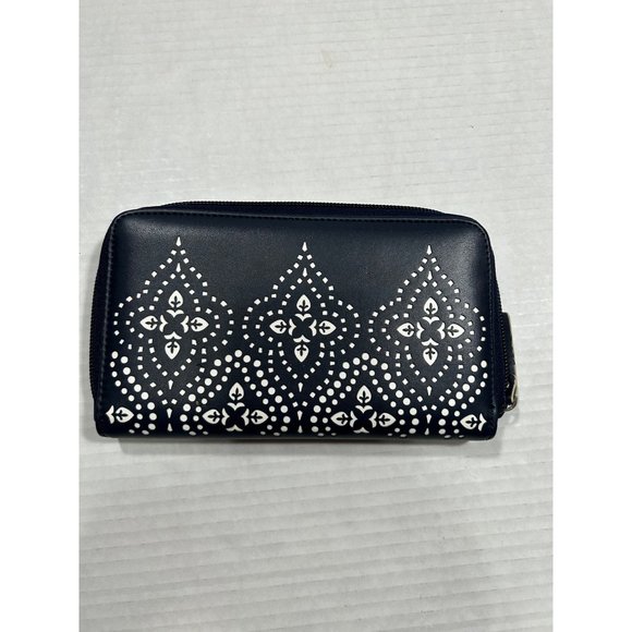 Vera Bradley‎ Accordion Zip Around Navy Blue Laser Cut - Picture 2 of 6